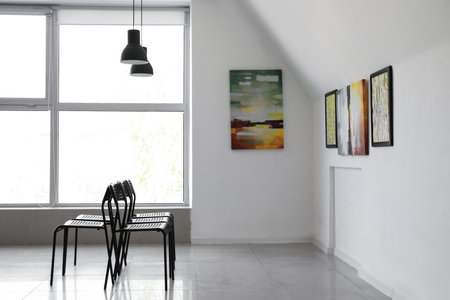 Interior of modern art galleryの写真素材