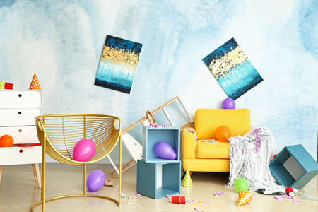 Interior of room after party
