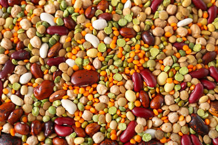 Assortment of raw legumes, closeupの写真素材
