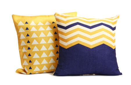 Soft pillows on white backgroundの写真素材