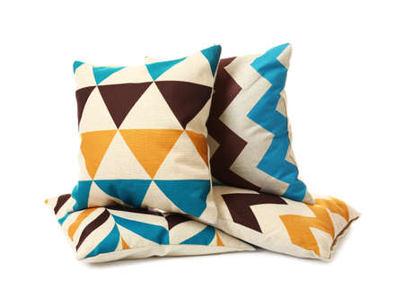 Soft pillows on white background