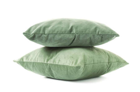 Soft pillows on white backgroundの写真素材