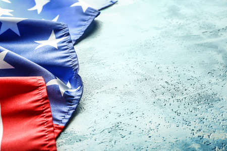Flag of the United States of America on color background. Independence Day celebration