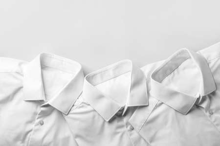 Shirts after dry-cleaning on light backgroundの写真素材
