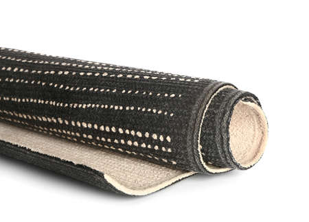 Rolled carpet on white background