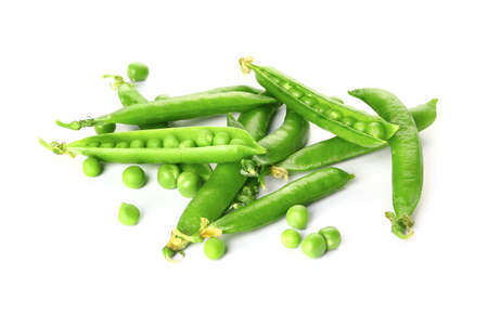Tasty fresh peas on white backgroundの写真素材