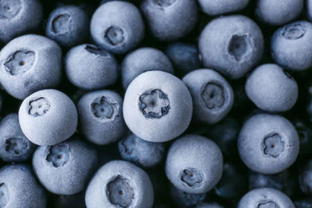 Tasty frozen blueberries, closeup viewの写真素材