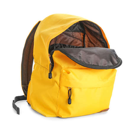 School backpack on white background