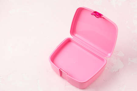 Plastic lunch box on light backgroundの写真素材
