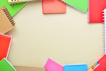 Stylish notebooks on color backgroundの写真素材