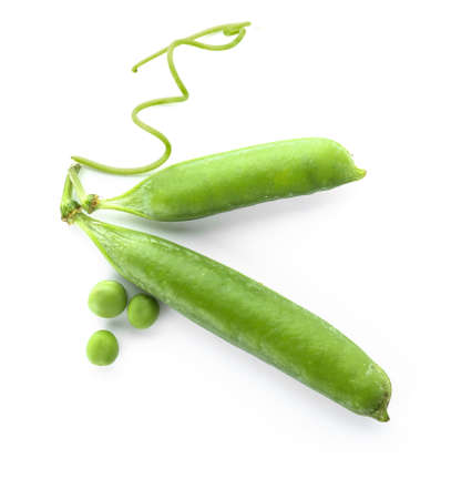 Tasty fresh peas on white backgroundの写真素材