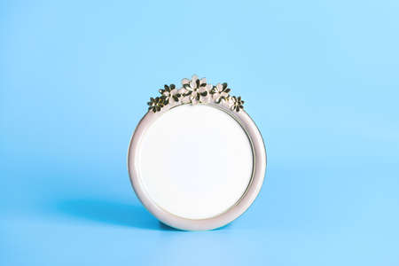 Empty photo frame on color backgroundの写真素材