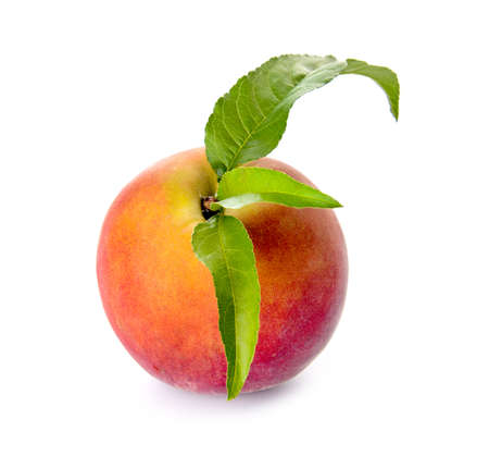 Ripe peach on white background