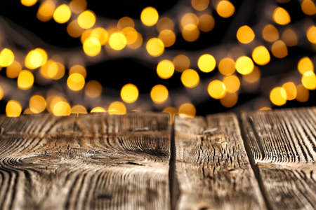 Closeup view of table against blurred lights