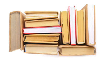 Many books on white background