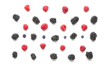 Many ripe berries on white backgroundの写真素材