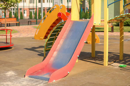 Slide on playground in parkの写真素材
