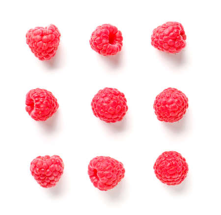 Tasty ripe raspberries on white background