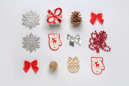 Beautiful Christmas composition on white backgroundの写真素材