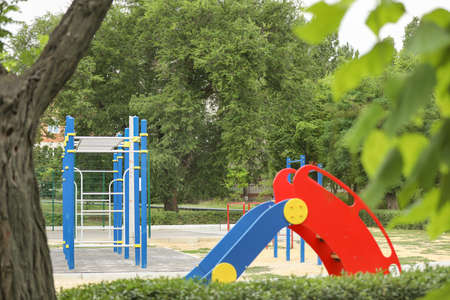 Modern playground in city park