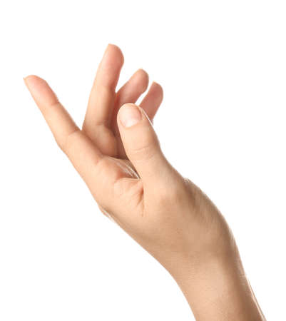 Female hand on white backgroundの写真素材