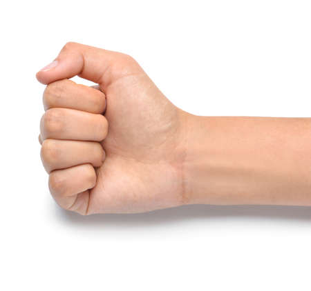 Female hand on white background