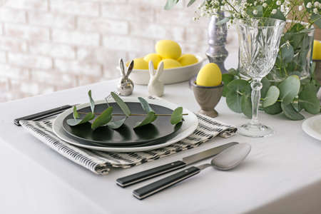 Table set for Easter celebrationの写真素材