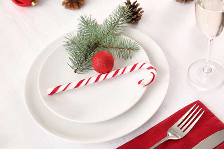 Beautiful table setting for Christmas dinner