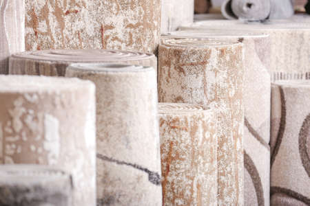 Many different carpets in shopの写真素材