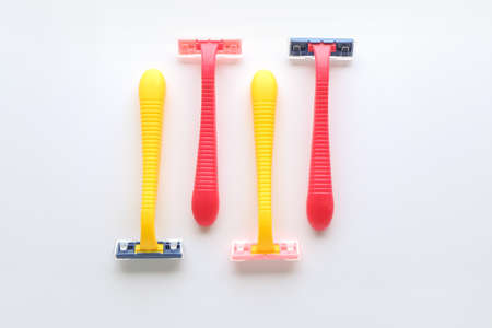 Razors for hair removal on white background