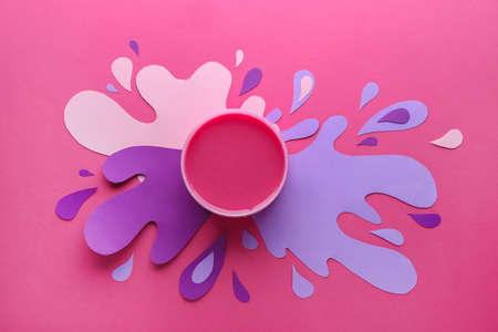 Container with sugaring paste on color backgroundの写真素材