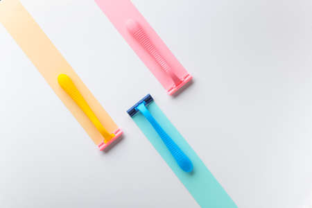 Razors for hair removal on light background