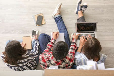 Students preparing for exam at home