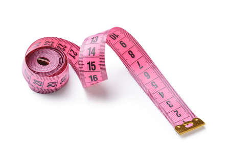 Measuring tape on white background