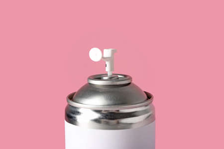 Bottle of air freshener on color background, closeupの写真素材