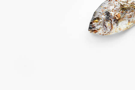 Prepared dorado fish on white backgroundの写真素材