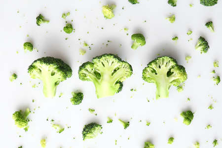 Fresh broccoli cabbage on white backgroundの写真素材