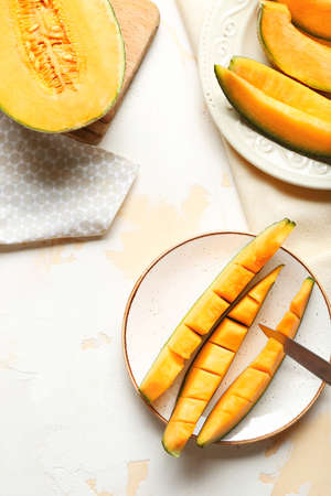 Composition with ripe melon on table