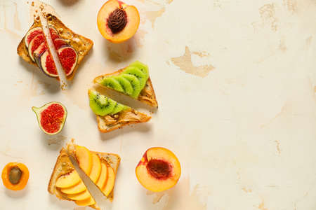 Tasty sweet sandwiches on white background