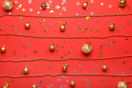 Beautiful Christmas composition on color background