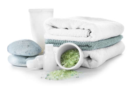 Composition with spa items on white backgroundの写真素材