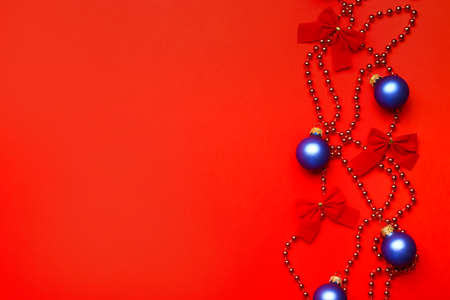 Beautiful Christmas composition on color backgroundの写真素材