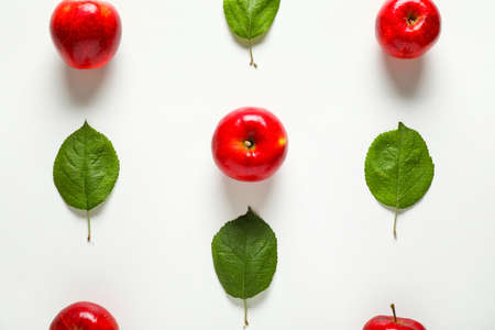 Fresh ripe apples on white backgroundの写真素材