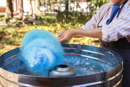 Making of sweet cotton candy outdoorsの写真素材