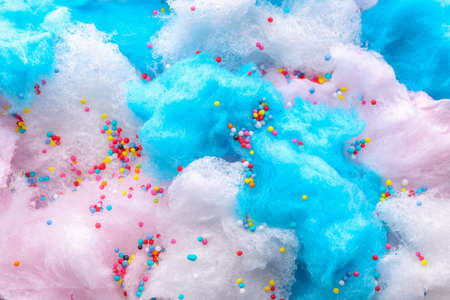 Tasty cotton candy with sprinkles, closeupの写真素材