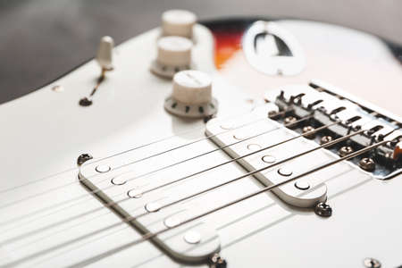 Modern bass guitar, closeup viewの写真素材