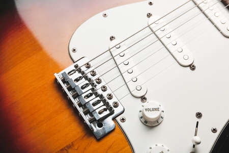 Modern bass guitar, closeup view
