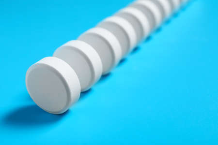 Many pills on color backgroundの写真素材