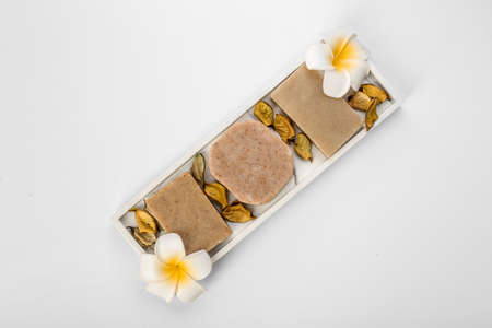 Set of soap on white background