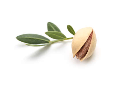 Tasty pistachio nut on white background